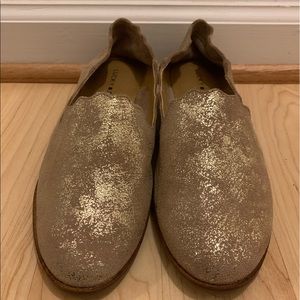 Lucky Brand Gold Nordic Metallic scalloped loafers